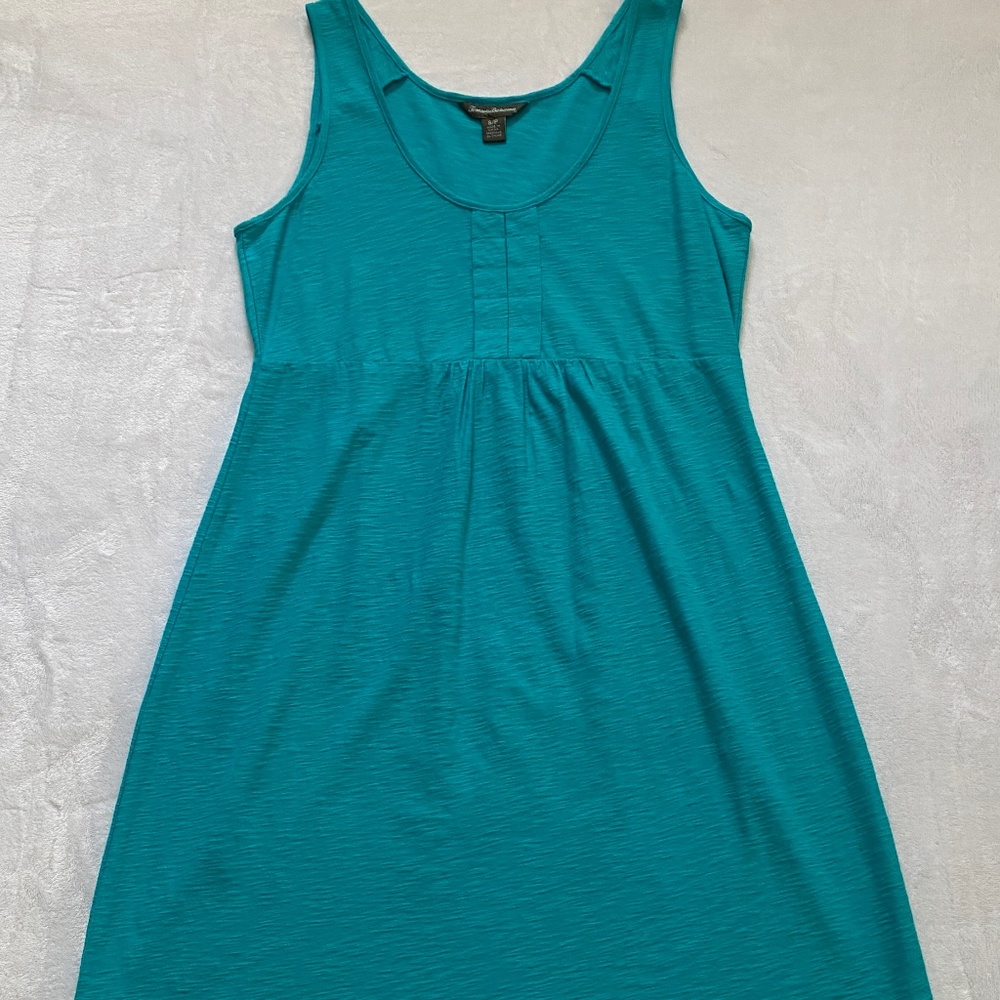 Tommy Bahama Tank Dress Teal Sleeveless Knit Cotton Sundress Casual Pullover SM